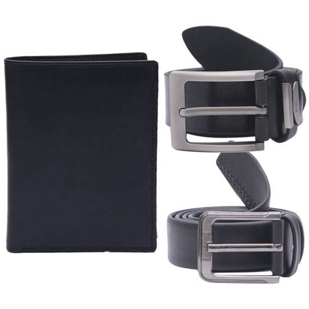 Combo of Leather Belt and Wallet For Men - Black